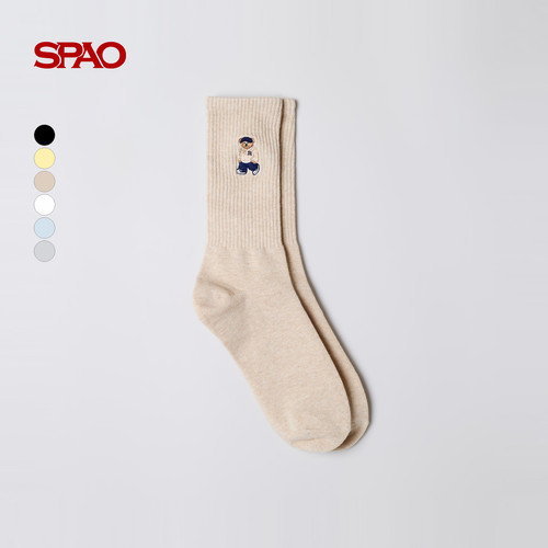 SPAO新品男女同款刺绣袜子