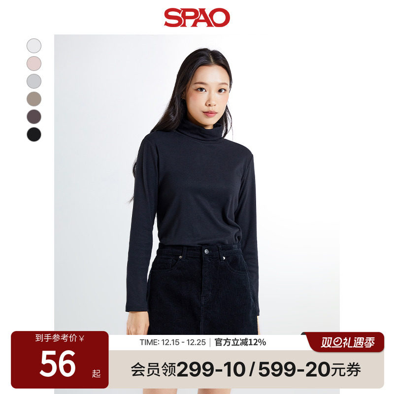 SPAO冬季保暖半高领打底衫
