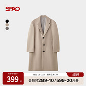 新品 SPAO韩国同款 25年冬季 男极简廓形迪木尔风毛呢外套