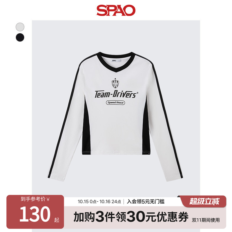SPAO冬季时尚V领长袖T恤