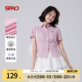 雪纺衫 女士简约休闲舒适格子短袖 夏季 SPAO韩国同款