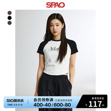 SPAO韩国同款2024年夏季新款女士时尚修身短袖印花T恤SPRPE25G56