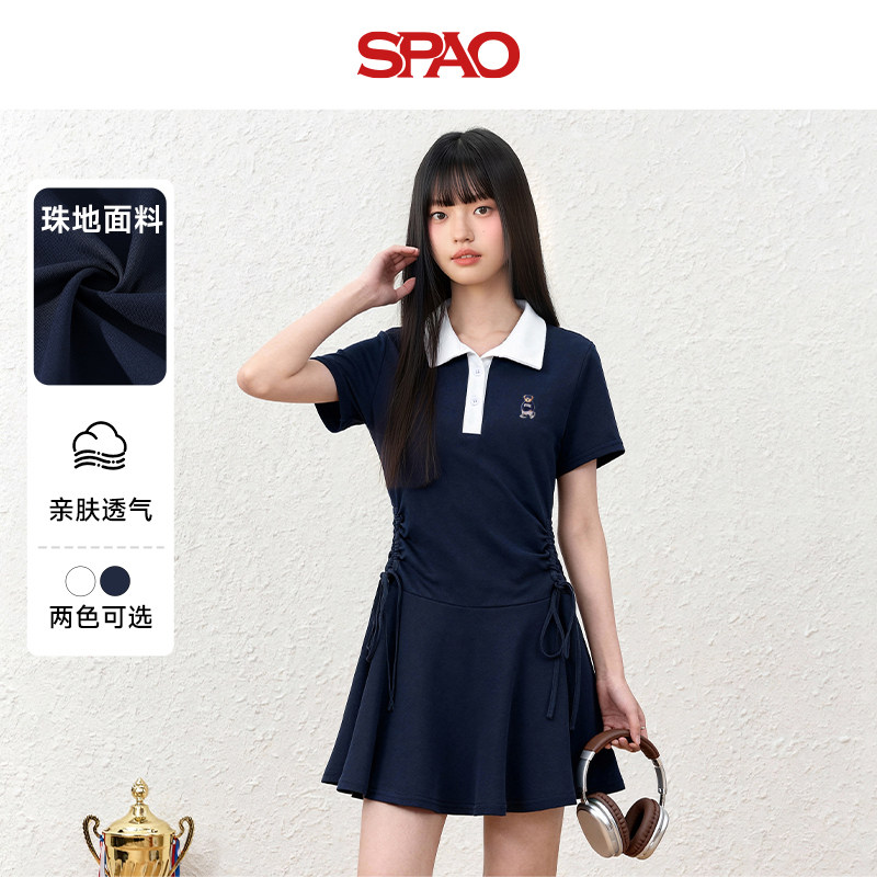【WOODIE系列】SPAO韩国同款POLO领短袖连衣裙女夏季气质短裙女ZZ