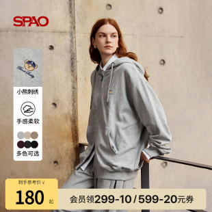 新品 25年冬季 SPAO韩国同款 加绒运动风连帽卫衣外套 WOODIE系列