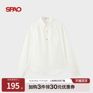 衬衫 SPAO韩国同款 清新简约休闲基础长袖 新品 2025年秋季