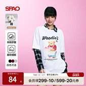 宽松小熊短袖 T恤情侣款 25年夏季 新品 WOODIE系列 SPAO韩国同款