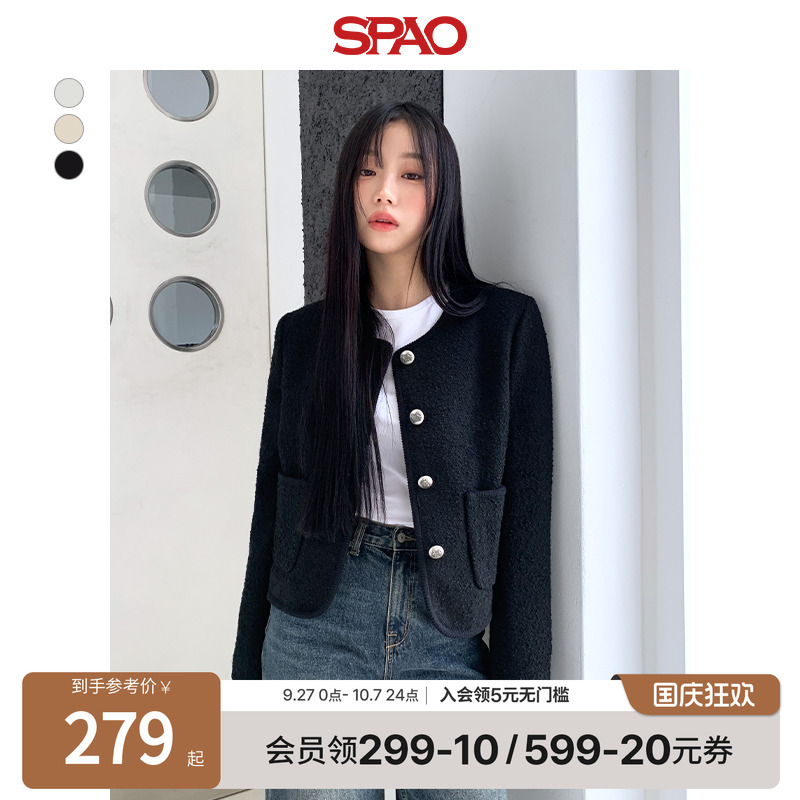 SPAO秋新品女士小香风短外套