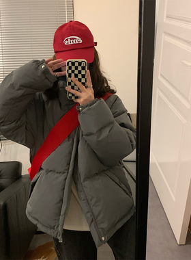 viiwen 冬季入场券 白鸭绒显瘦短款灰色面包羽绒服女2023冬季新款