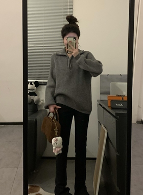 Viiwen 瘦瘦裤显瘦天花板 高腰黑色加绒弹力修身马蹄牛仔裤微喇裤