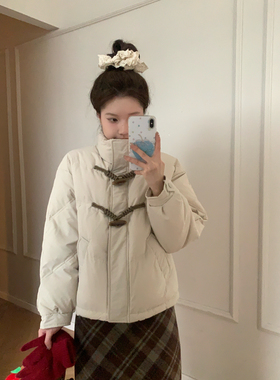 Viiwen 软心可颂 可爱乖乖牛角扣加厚保暖90白鸭绒小个子羽绒服冬