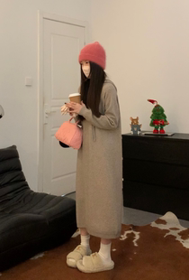 显瘦针织连帽毛衣裙 很好穿 纸片人套头百搭连衣裙 口碑款 Viiwen