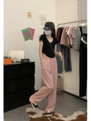 V领纯欲短袖辣妹修身棕色T恤夏季