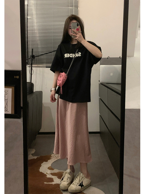 舒适显瘦韩系字母印花短袖圆领T