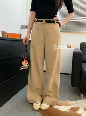 Viiwen 百搭tips 显瘦韩版秋季时髦卡其色阔腿西装裤长裤休闲裤女