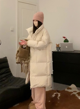 Viiwen 行走的大被子 加厚新国标90白鸭绒长款韩版黑色羽绒服女