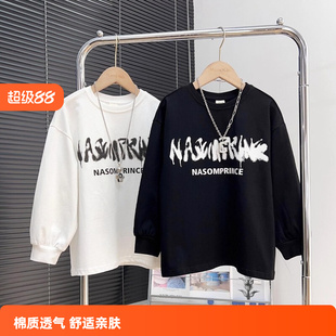 2025男童春秋装纯棉长袖T恤新款中大儿童复古薄款打底衫体恤上衣