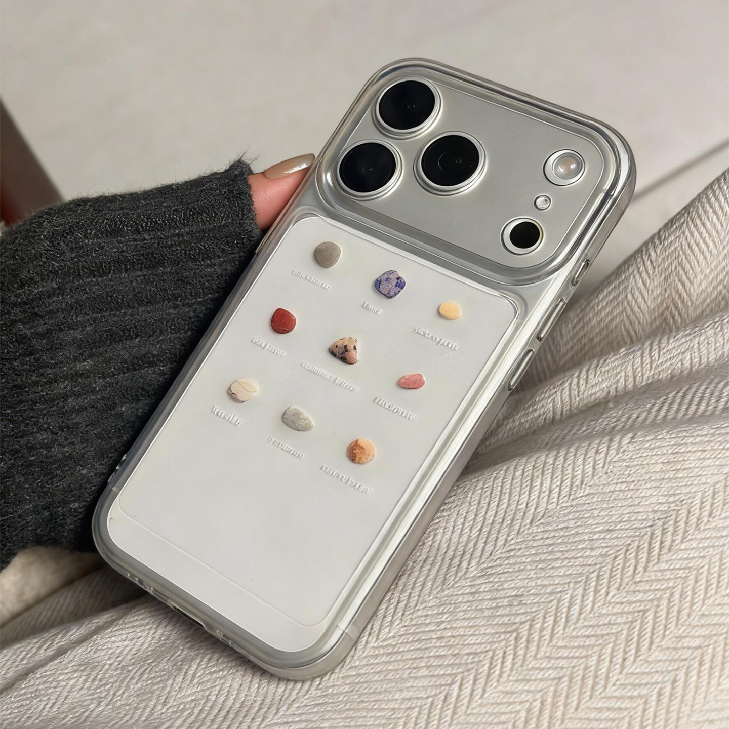 适用苹果17promax手机壳透明iphone17pro保护套新款14全包硅胶软套15巨好看独特16pro小众高级感13彩色小石头