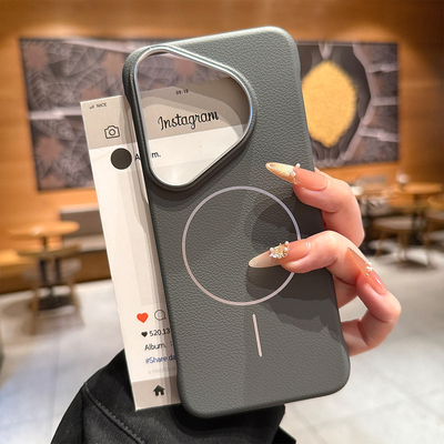 酷图极简皮纹无边框适用华为pura70pro新款手机壳mate70超薄皮质磁吸mate60pro高档防摔苹果16Pro男女款15Pro