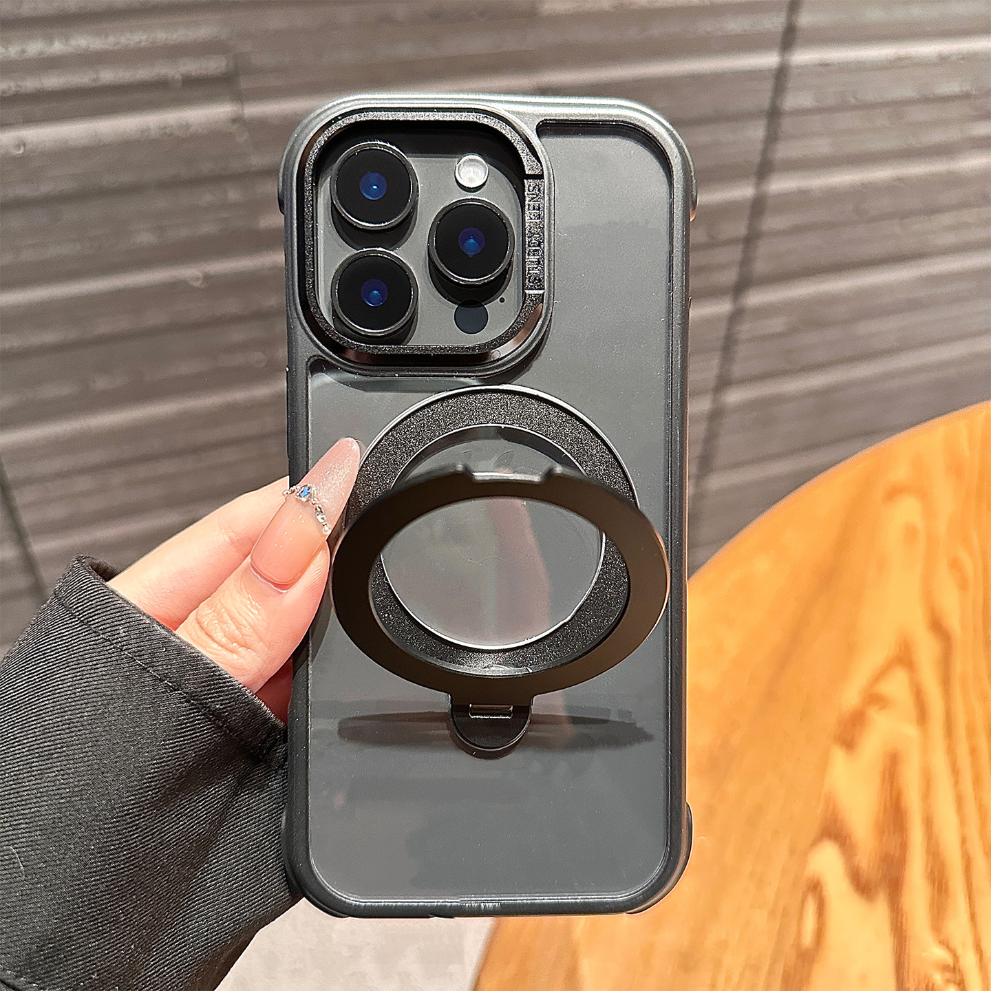 适用苹果16pro手机壳新款创意气囊防摔iphone16promax保护套小众磁吸旋转支架13高级感透明14pro全包15pm男女