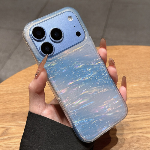 适用苹果18promax手机壳新款iphone18pro蓝色渐变闪粉17pro贝壳纹16超好看15高级感创意女全包防摔外壳保护套