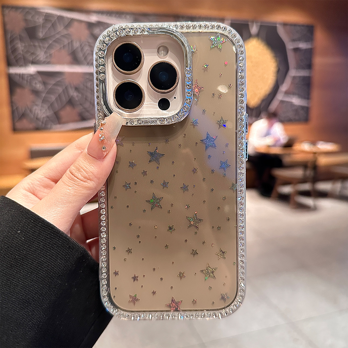 适用苹果16promax手机壳2025新款iphone16pro轻奢高级ins高颜值闪钻星星15pro网红超火14超好看13防摔套女款