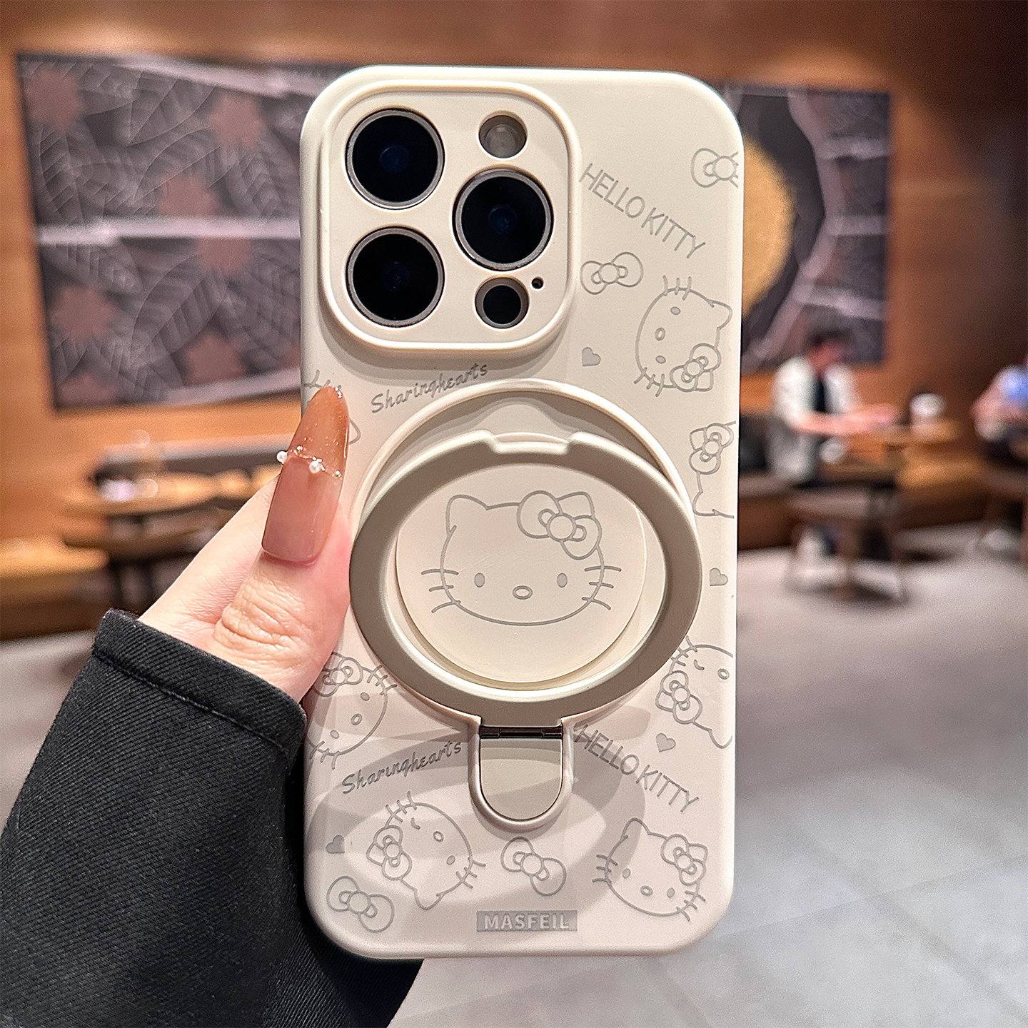 适用苹果16promax手机壳新款卡通kitty猫iphone15pro保护套可爱女款14液态硅胶15pm软壳13全包防摔16磁吸支架