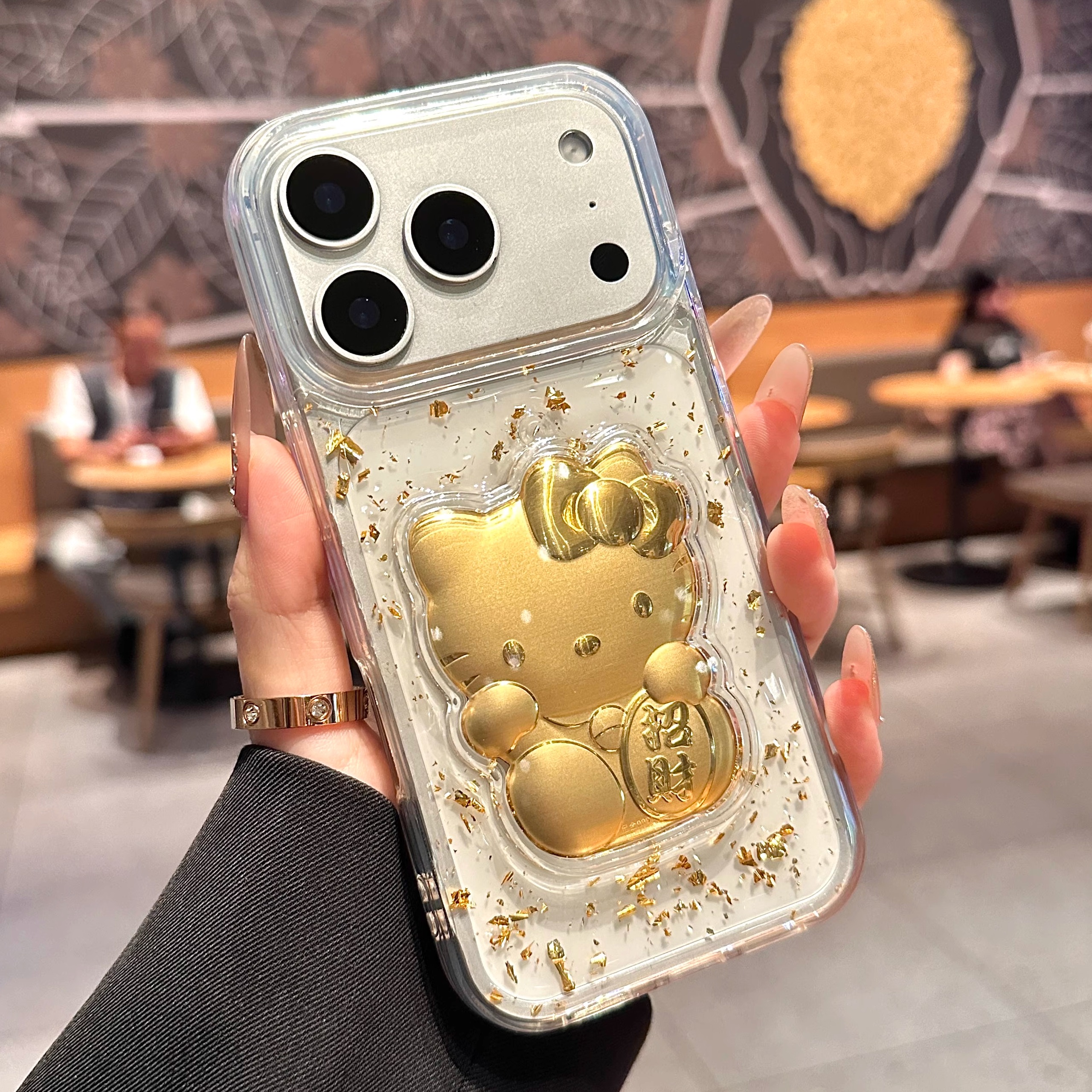 适用苹果17promax手机壳新款金箔iphone16招财猫15pro全包防摔13pm小众高级感Air超薄透明14软壳17保护套男女