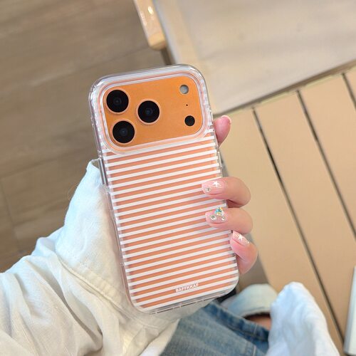 新款适用苹果17promax手机壳条纹超火iphone17高级感透明15巨好看小众女14气囊防摔16pro简约全包外壳保护套