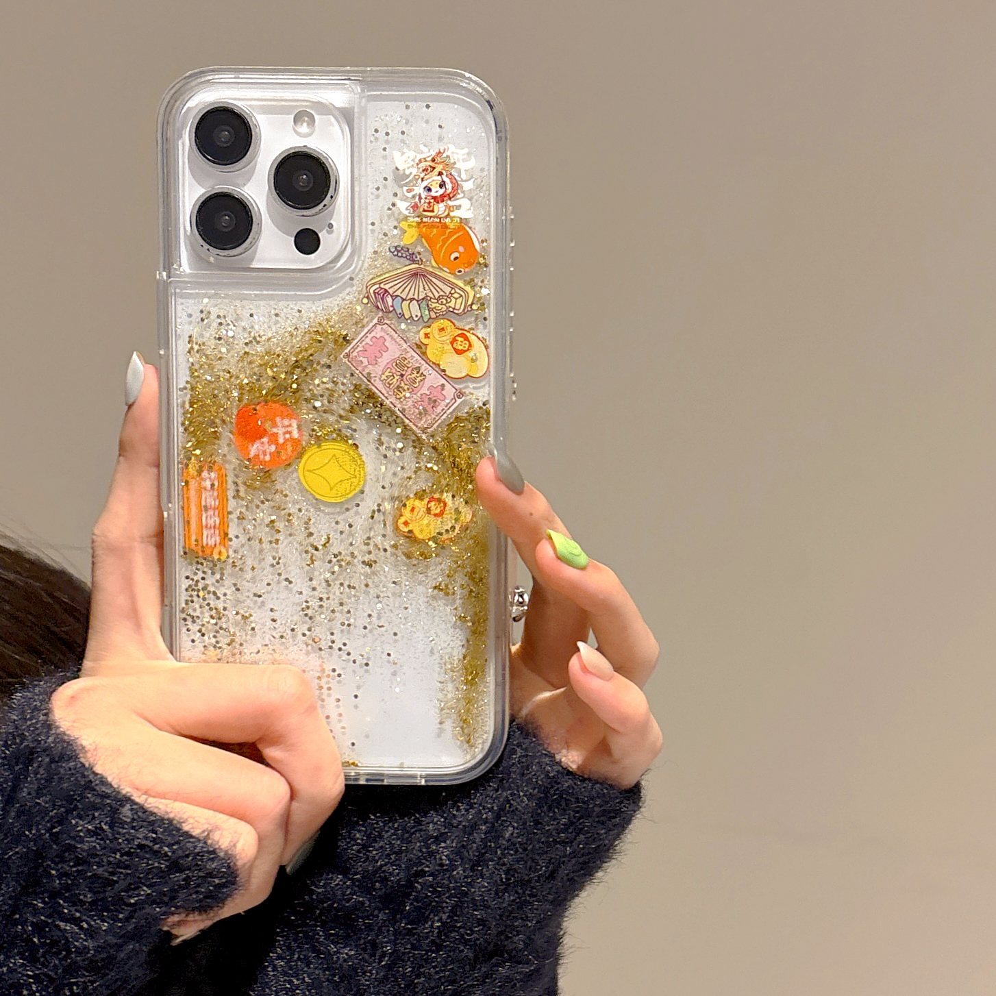 适用苹果16promax手机壳新款13喜庆15新年流沙14蛇年本命年14pro好运吉祥高级感iphone16超火12全包透明爆款