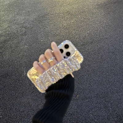 适用苹果16promax手机壳高级感女新款iphone14pro保护套奢华15promax小众仙女13全包带腕带支架16pro超火爆款