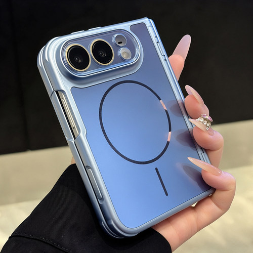 冰川蓝流光适用iphoneduo手机壳苹果折叠新款全包保护防摔magsafe磁吸外壳18duo勃艮第酒红高级感duo情侣男女