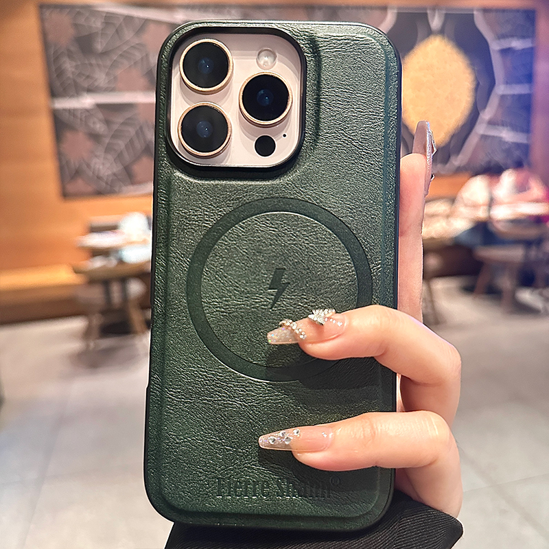 酷图高级牛皮纹磁吸适用苹果15promax手机壳iPhone16pro耐脏14简约轻奢13pm精孔全包12防摔11个性16男女