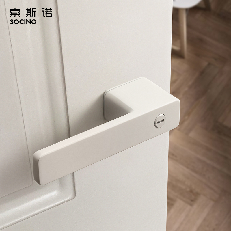 麦迪仕门锁室内卧室门锁磁吸静音门锁现代简约门锁极简门锁白色