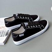 女小黑鞋 帆布鞋 韩版 百搭透气小白鞋 女港风清新款 平底学生休闲板鞋
