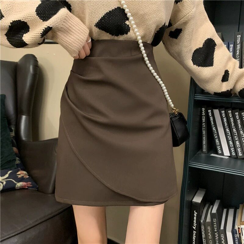 大码女装不规则辣妹半身裙女士胖mm高腰A字西装短裙遮肚显瘦裙子