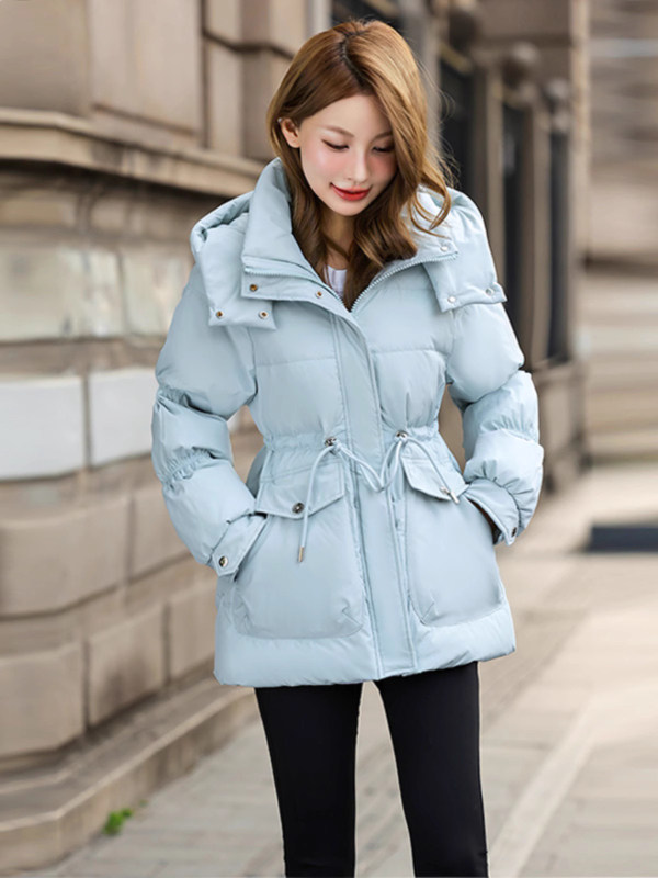 2025新款羽绒服女冬季中长款小个子收腰白鸭绒修身时尚爆款厚外套