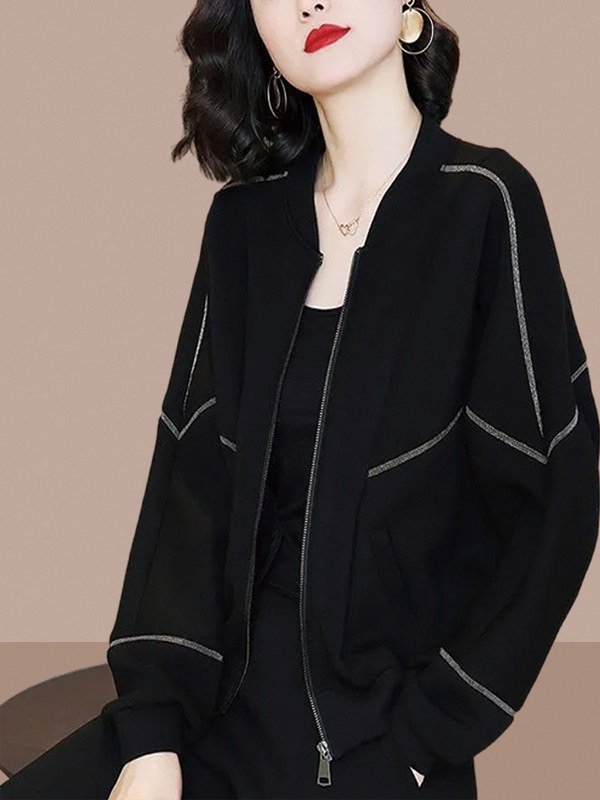 女士短外套春秋季2025新款宽松拉炼开衫卫衣夹克棒球服洋气爆款
