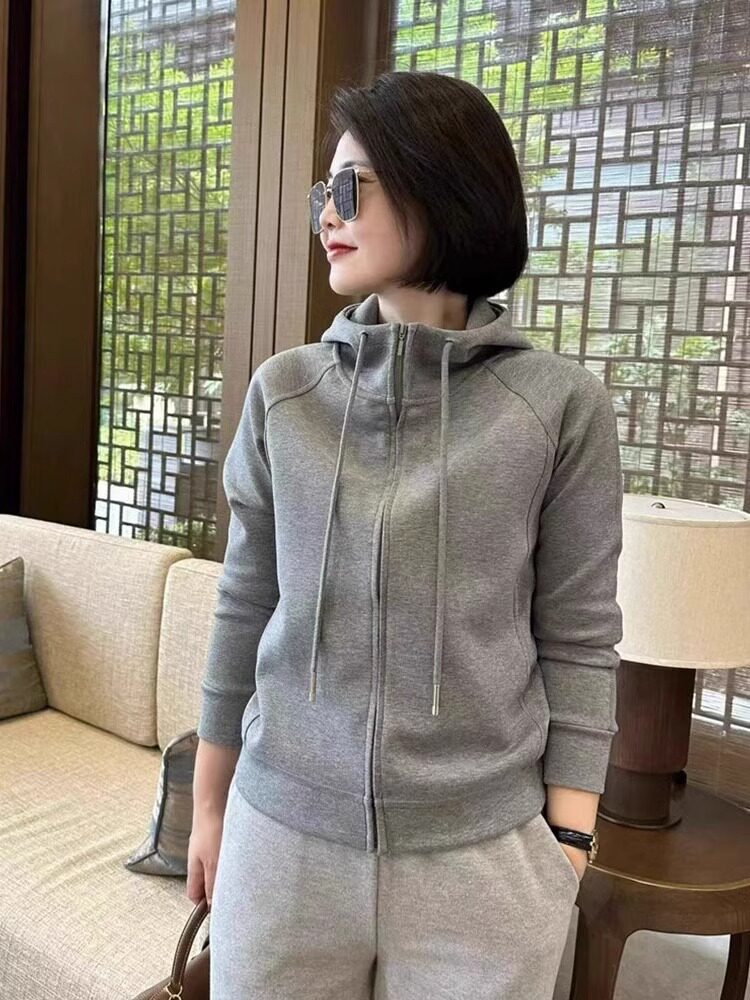 欧货休闲拉炼开衫卫衣女士2025新款爆款春秋季连帽宽松慵懒风外套