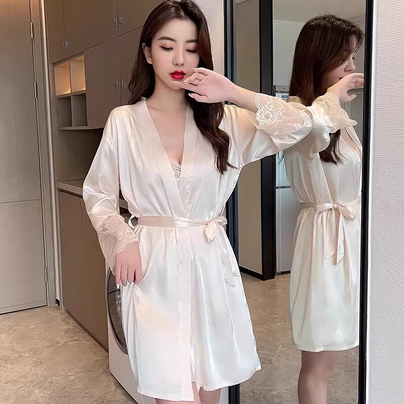 睡袍女2026年新款夏冰丝绸网红爆款睡衣高级真丝浴袍性感晨袍新娘