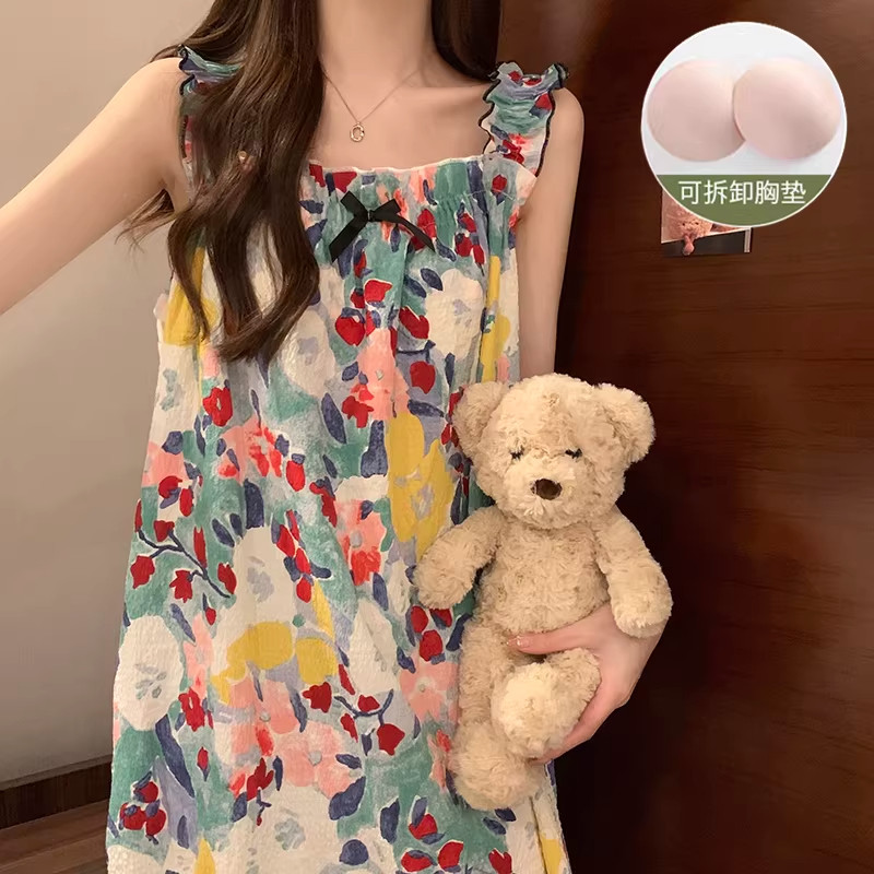 吊带睡裙夏季女款带胸垫睡衣女士夏天2026新款春夏款可外穿家居服