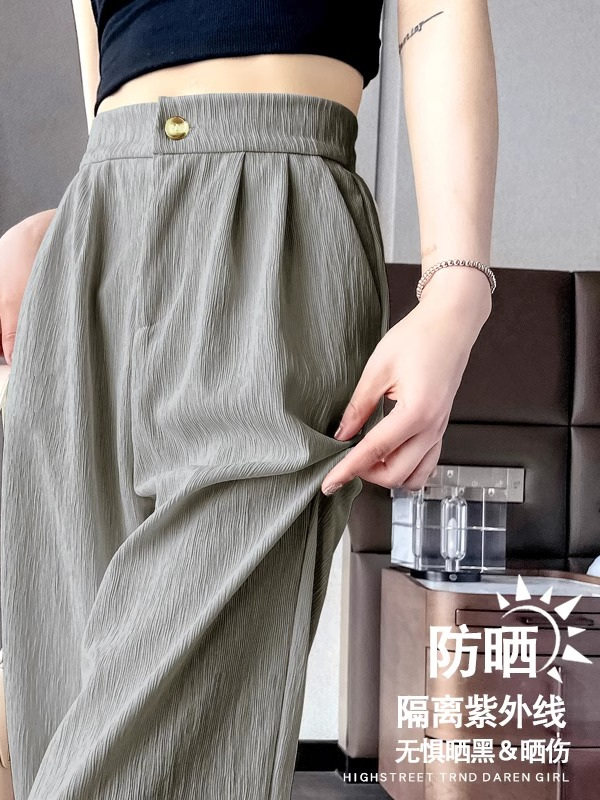 夏装裤,细的,高腰的,纤细的,春天和秋天的纹理,窄版,直腿休