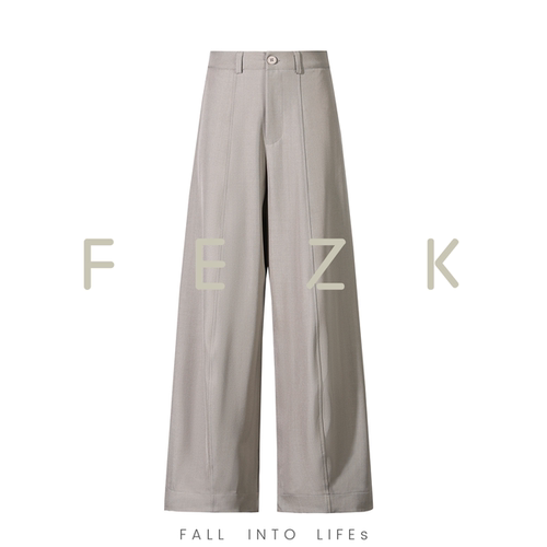 FEZK Free life•卡其纹理线条设计 垂感抗皱 显瘦微阔西裤FD115