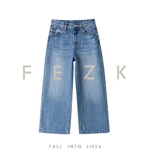 FEZK Freedom•立体猫须纹 Kurabo纱线织造 高腰直筒8分裤FS031