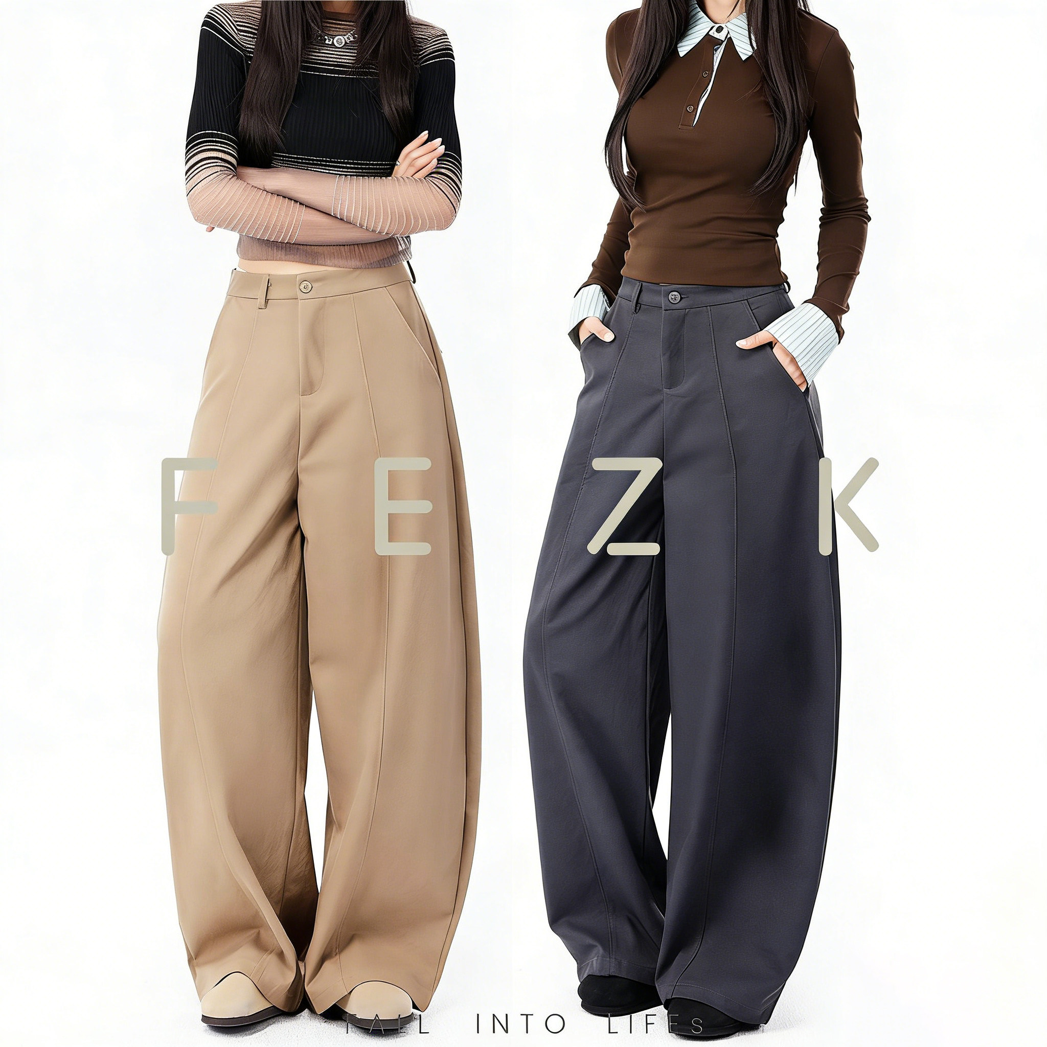 FEZK Easy life•立体松弛版型设计 舒适春夏透气面料弯刀裤FD172
