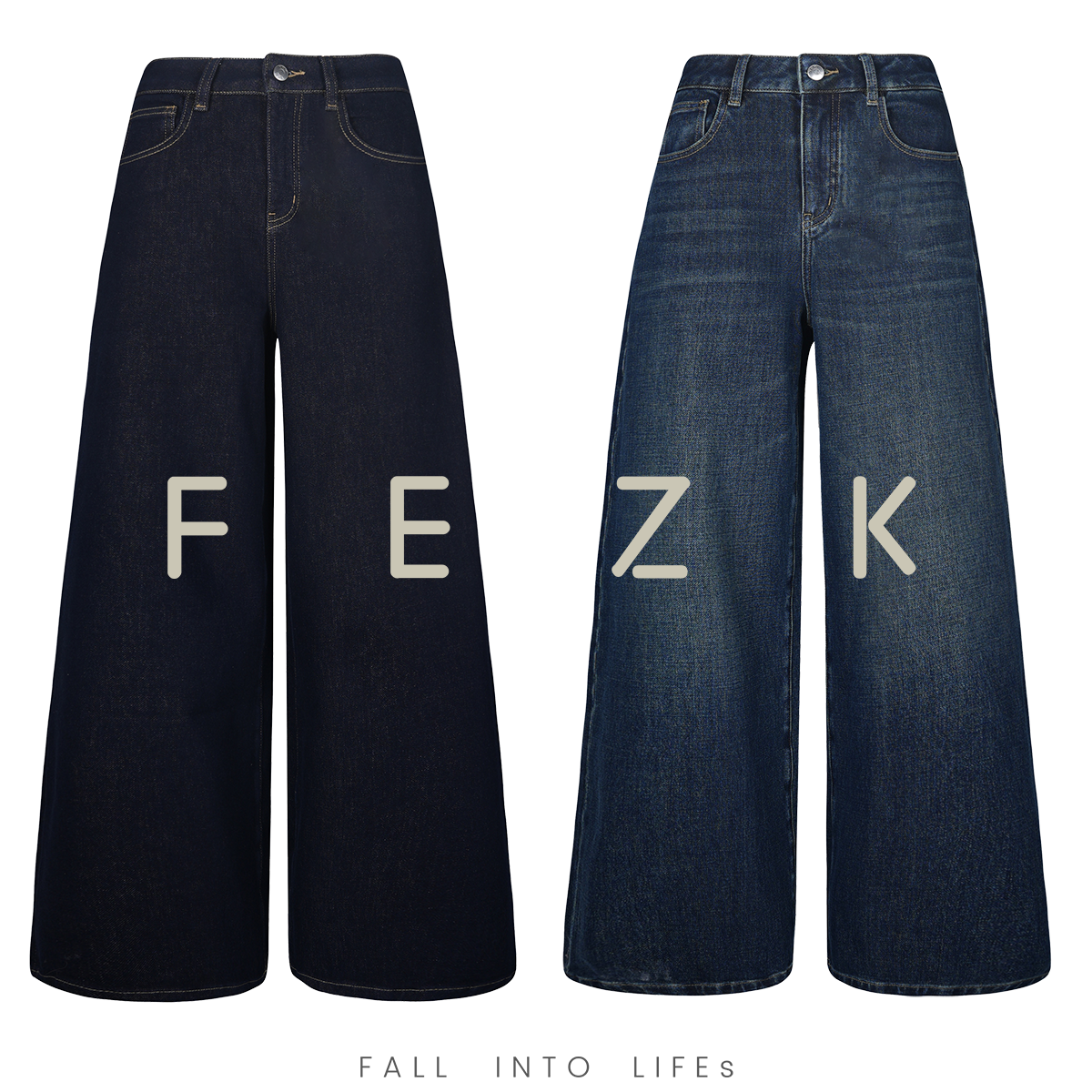 FEZK Keep comfort•四面弹丹宁 立体剪裁A字版型加绒阔腿裤FH60