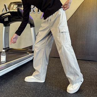 男士 裤 直筒宽松休闲拼接阔腿工装 百搭 拖地裤 潮流男款 个性 2026新款