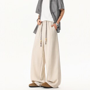 直筒裤 2026新款 子 潮流款 男士 复古风仿麻冰爽休闲长裤 透气夏季