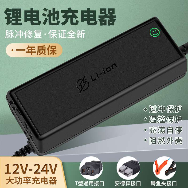 跨境 12V20A 30A 40A 24V200AH锂电池组 叉车 房车锂电池充电机