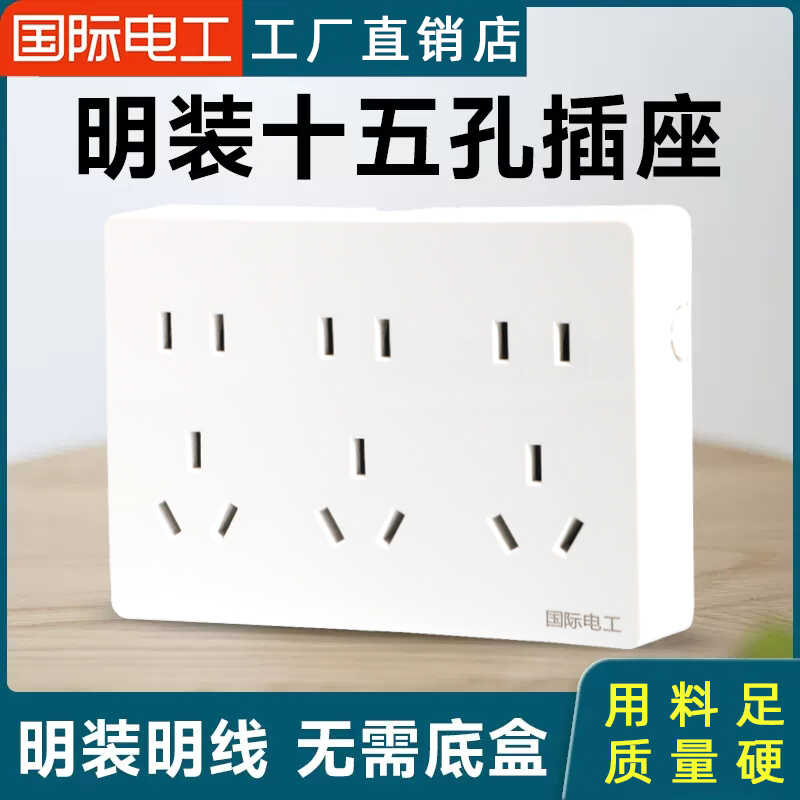 十五孔墙壁家用10A电源国际电工