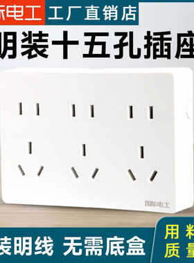 十五孔墙壁家用10A电源国际电工